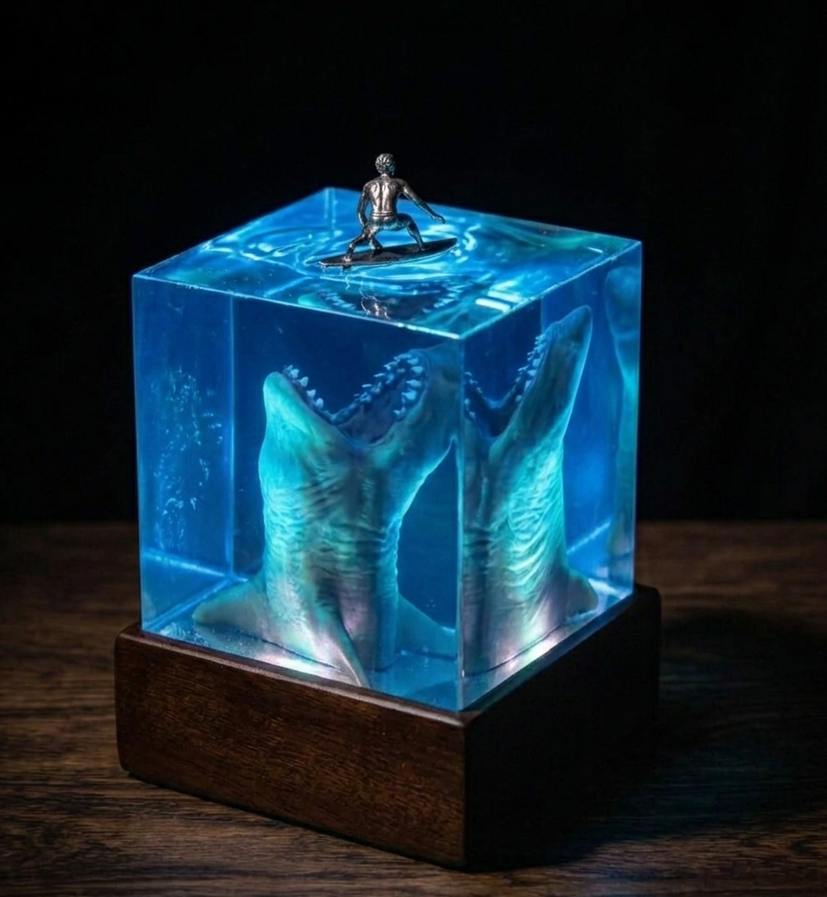 Lampada Led Squalo e Surfista